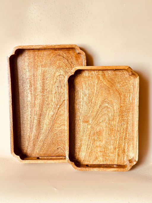 Nurture India Mango Wood Rectangle Tray 2-Piece Set