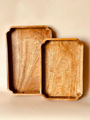 Nurture India Mango Wood Rectangle Tray 2-Piece Set