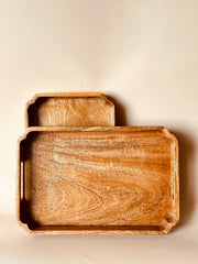 Nurture India Mango Wood Rectangle Tray 2-Piece Set