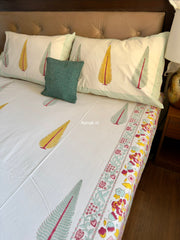 aenak-yellow-green-cypress-handblock-printed-premium-cotton-fitted-bedsheet-set