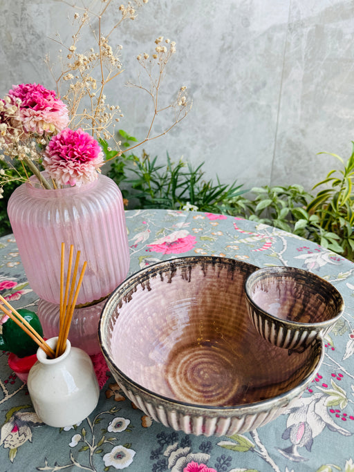 Roseate Single Dip Ceramic Serving Bowl