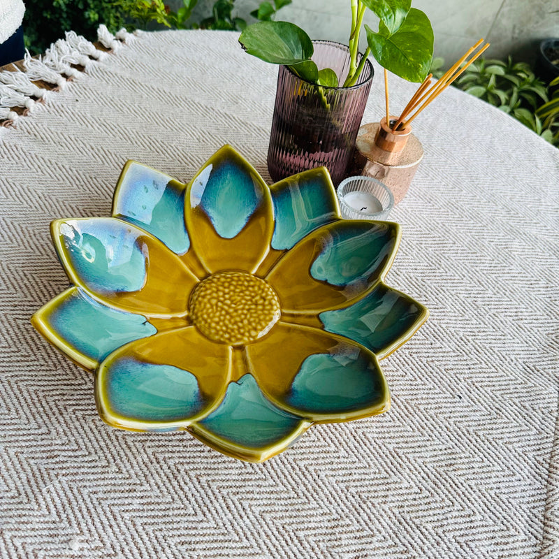 Mustard Floral Ceramic Serving Platter