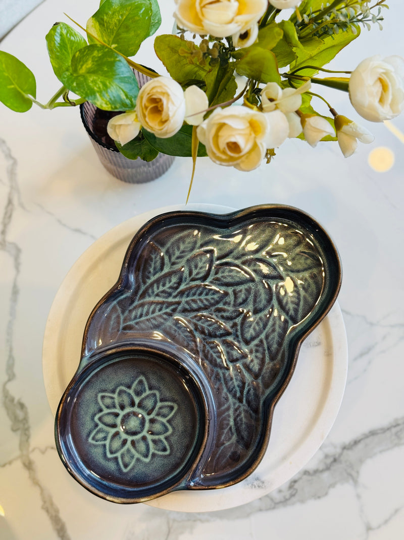 Olive Cloud Shaped Serving Ceramic Serving Platter
