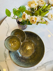 Olive Double Dip Ceramic Serving Bowl