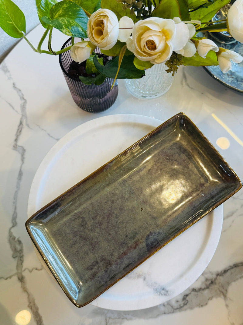 Olive Rectangular Serving Ceramic Serving Platter