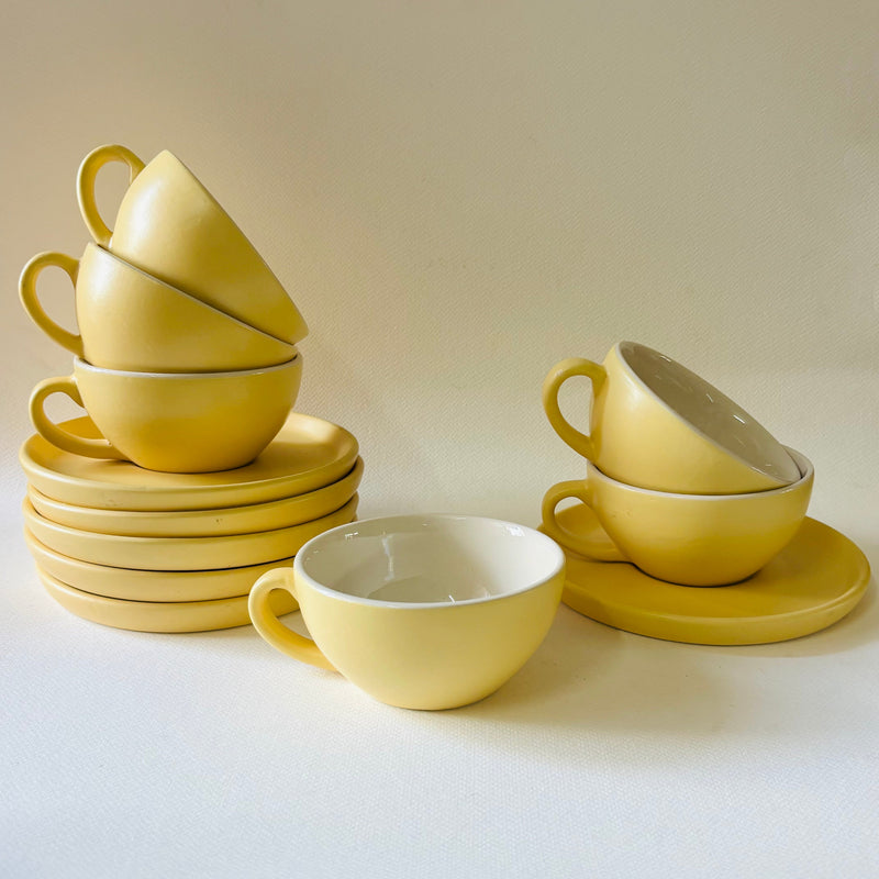 The Jaune Cappucino Cup Saucer Set Ceramic Kitchenware