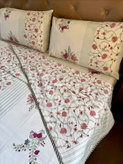 aenak-burgundy-anaar-jaal-handblock-bedsheet-dohar-combo-set