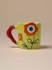 Nurture India Flower Power Ceramic Mug Yellow