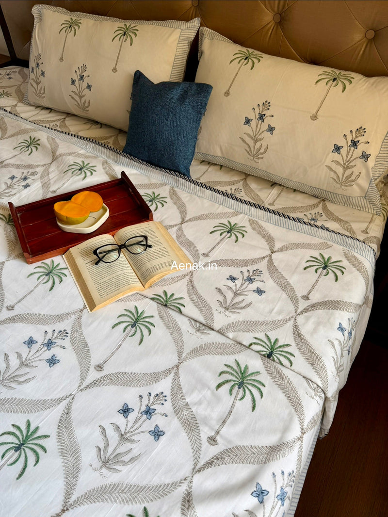 aenak-blue-floral-jaal-handblock-bedsheet-dohar-combo-set