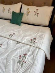 aenak-pink-yellow-boota-embossed-quilted-handblock-bedcover-set