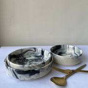 Salt Pepper Flat Ceramic Bowl Set