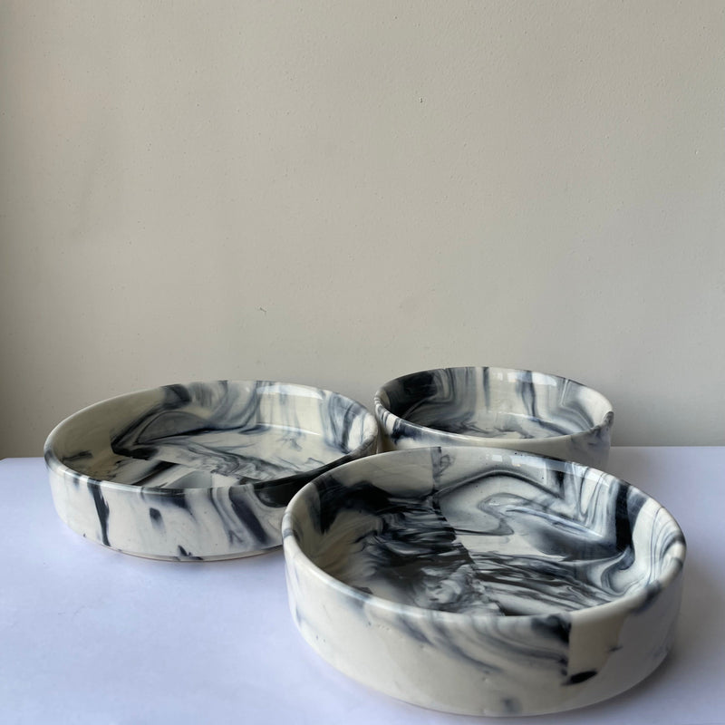 Salt Pepper Flat Ceramic Bowl Set