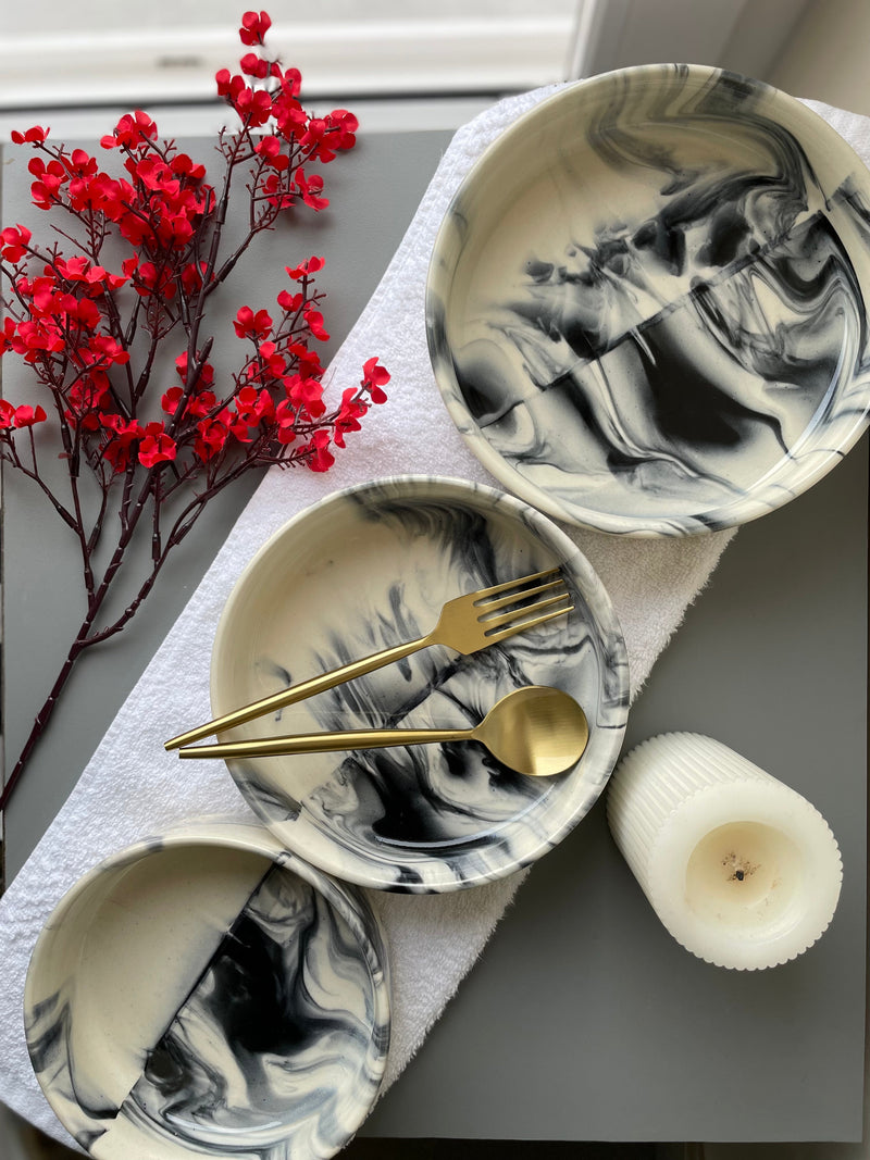 Salt Pepper Flat Ceramic Bowl Set