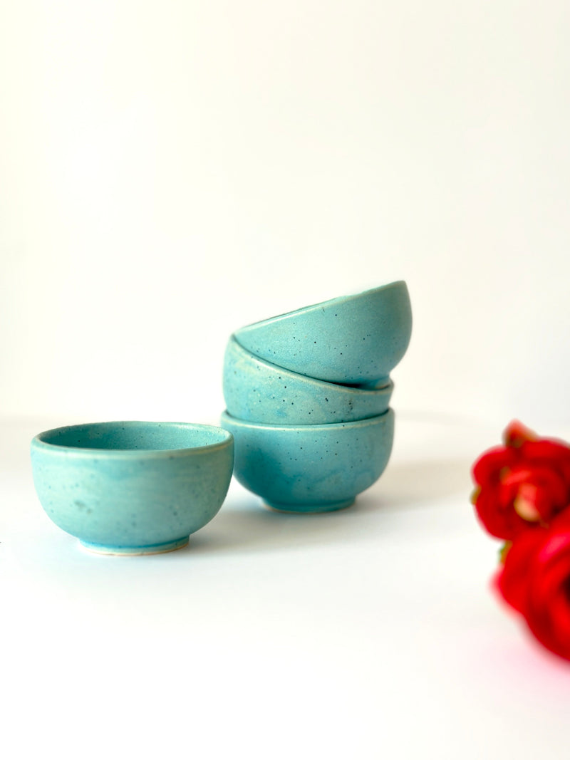 Nurture India Stylish Sea Blue Nut Bowls 4-Piece Set