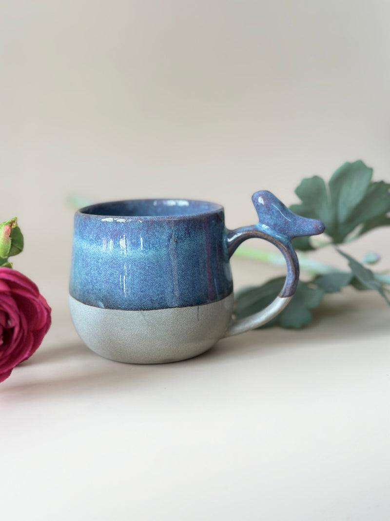 Nurture India Teal Blue Little Birdie Glazed Beverage Mug 7-oz