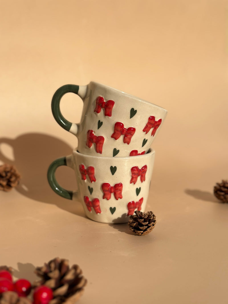 Nurture India Coquette Bows Mug Red 10-oz