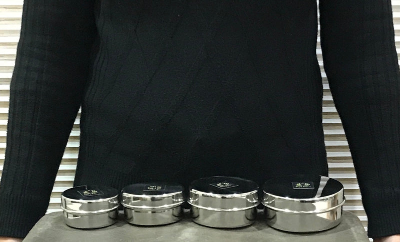 Stainless-Steel Storage Box Container Flat Dibbi (Gol Dibbi/Dabba) – Storage Container