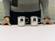 Stainless-Steel Cups with Glossy Finish/Hammered and Ringer Design Mugs – Kitchen Utensil