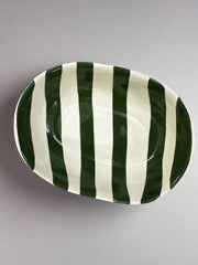 Nurture India Vintage Army Green Stripe Ceramic Bowl