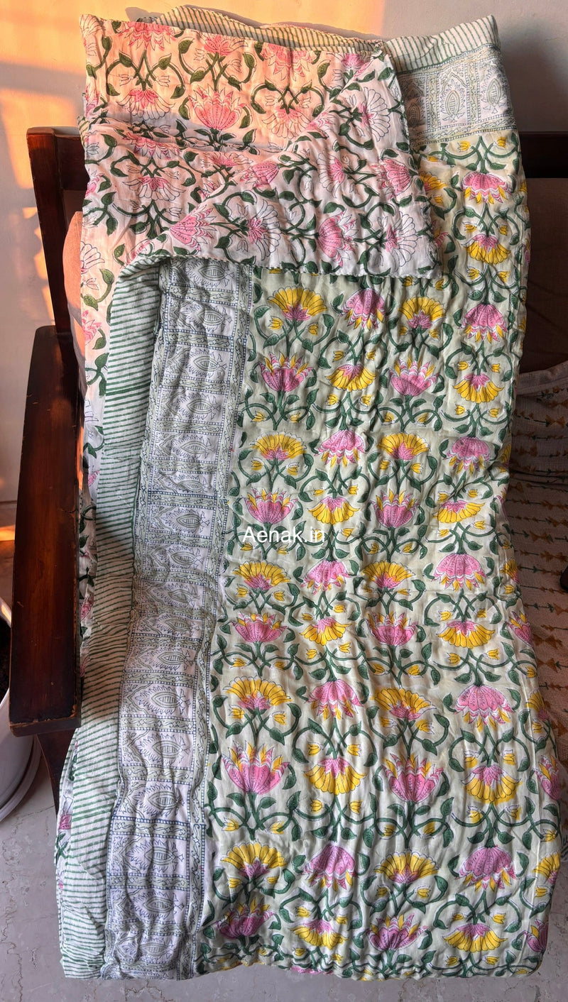 aenak-blue-floral-garden-handblock-printed-reversible-mulmul-cotton-quilt