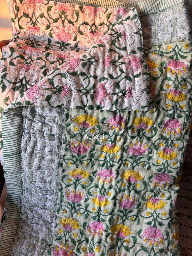 aenak-blue-floral-garden-handblock-printed-reversible-mulmul-cotton-quilt