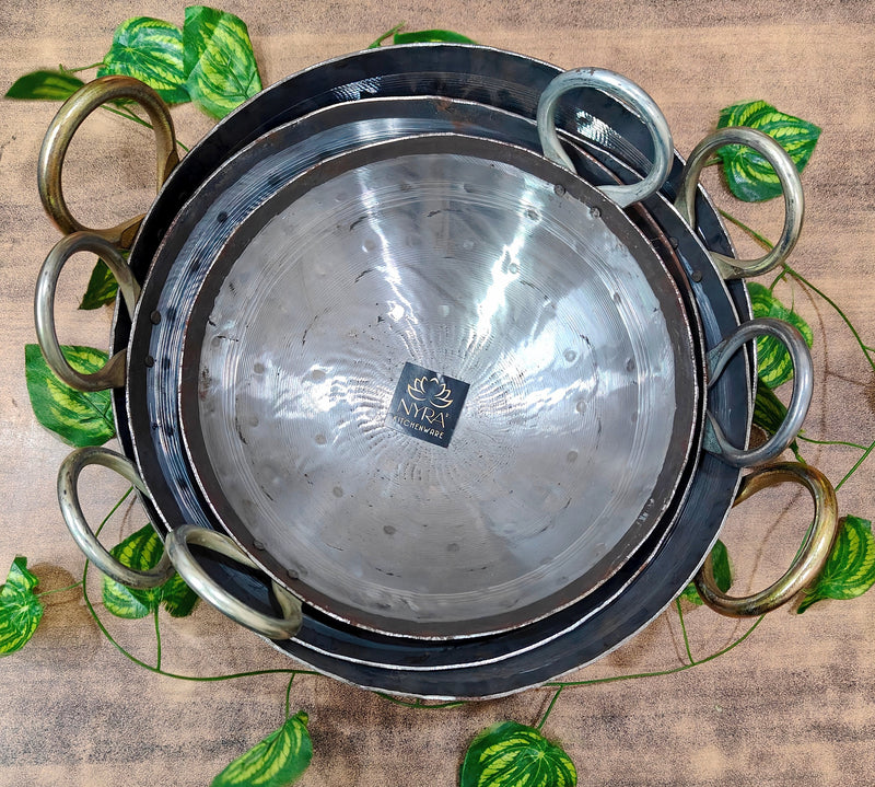 Iron/Loha Hammered Wok/Kadhai for Cooking – Cooking Kadai