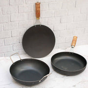Iron Cookware Set : Fry Pan, Roti Tawa, Kadai – Cooking Wok