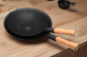 Traditional Loha Kadhai (Iron Wok) with Wooden Handle – Cooking Kadhai