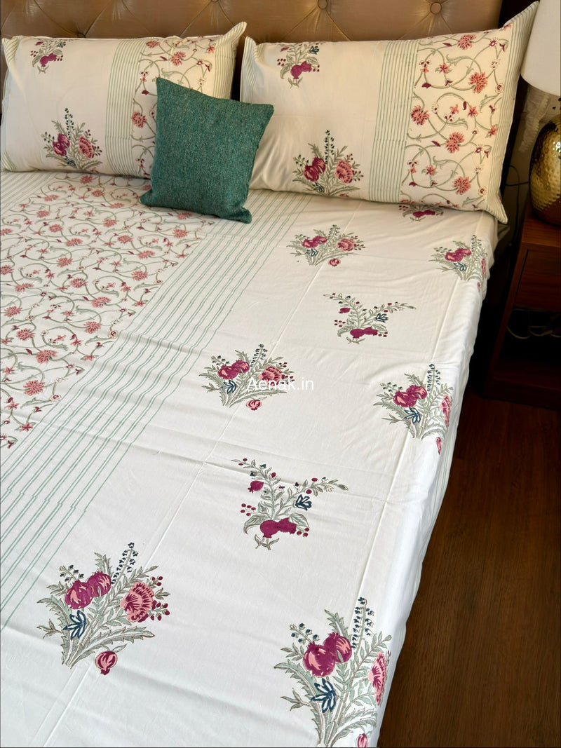 aenak-burgundy-anaar-jaal-handblock-bedsheet-dohar-combo-set
