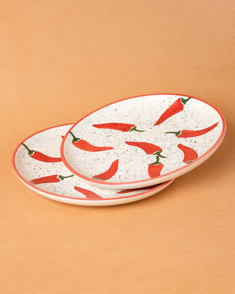 Nurture India Keep It Spicy Ceramic Plate Sets 7-Inch 2-Piece Set