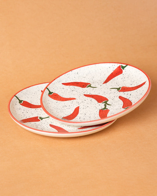 Nurture India Keep It Spicy Ceramic Plate Sets 7-Inch 2-Piece Set