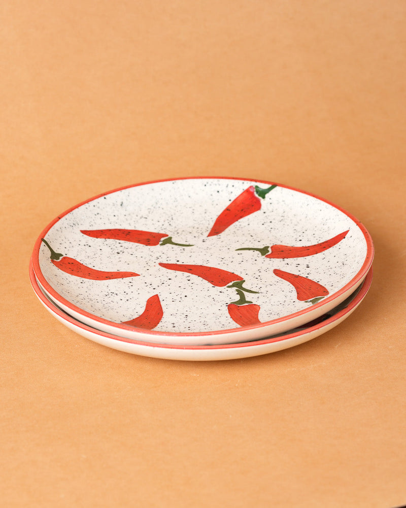 Nurture India Keep It Spicy Ceramic Plate Sets 7-Inch 2-Piece Set