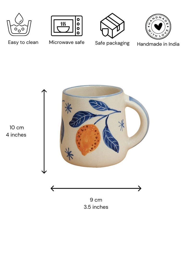 Nurture India Italian Lemon Leafy Ceramic Plate Cup