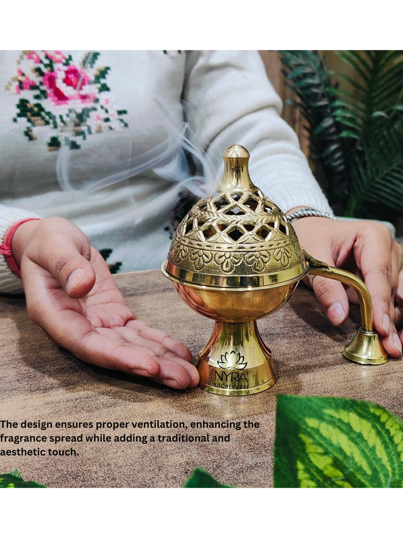 Pure Brass Loban Diya with Handle – Kitchen Utensil