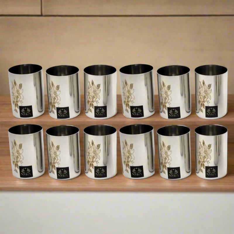 Stainless Steel Glass/Tumbler with Laser Floral Design – Drinking Tumbler