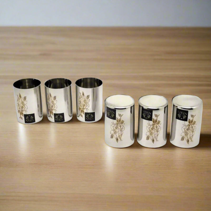 Stainless Steel Glass/Tumbler with Laser Floral Design – Drinking Tumbler