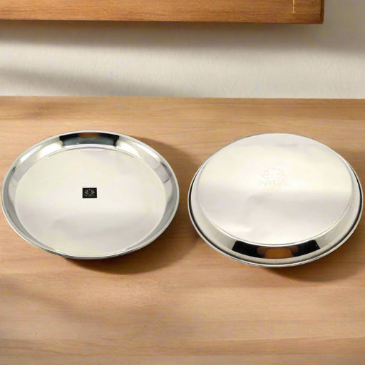 Stainless Steel Plates with Glossy Outer Finish - Set for Lunch/Dinner – Kitchen Utensil