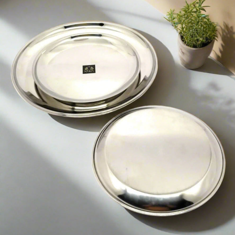 Stainless Steel Set of 12 Plates