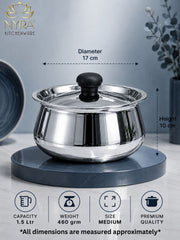 nyra-kitchenware-stainless-steel-serving-handi-with-lid-glossy-mirror-finish-serving-pot-curry-gravy-dal-sabzi-rice-biryani-serving-bowl-easy-grip-knob