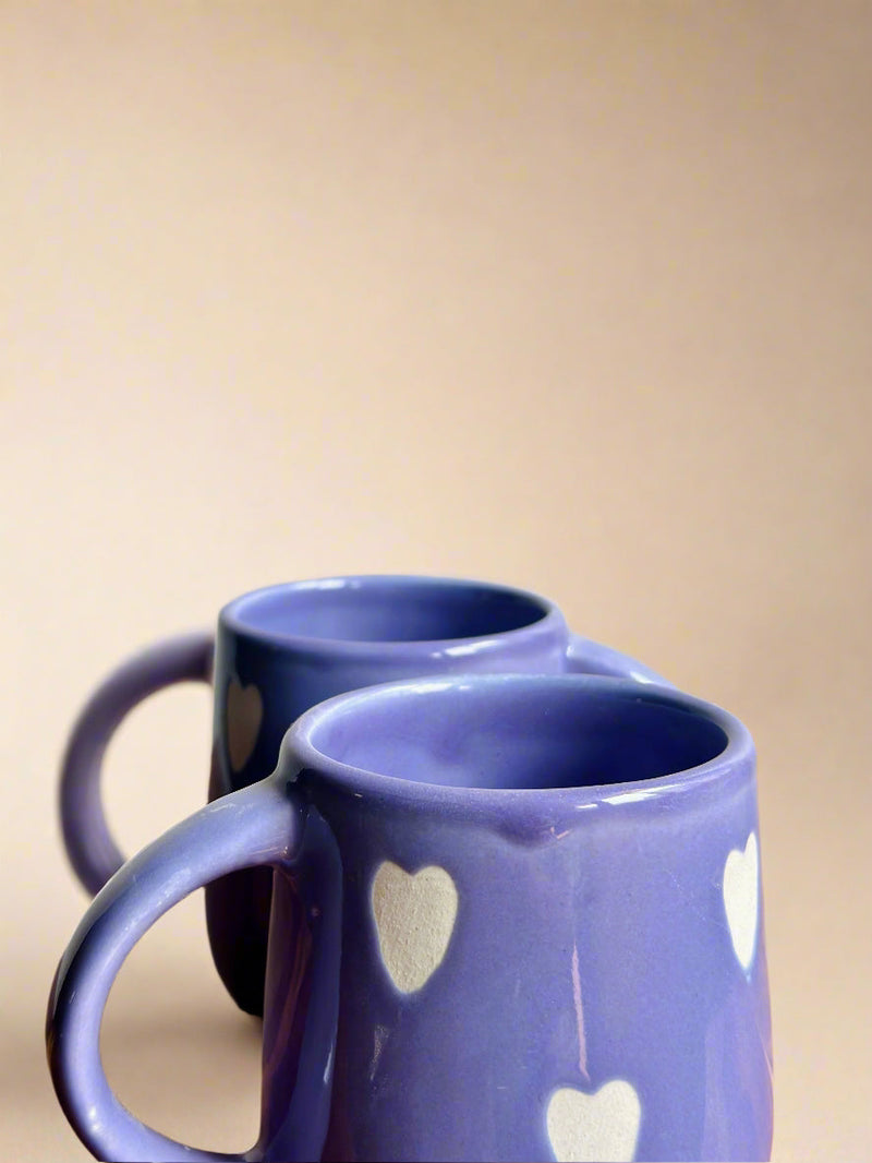 Nurture India Lavendar Heart Ceramic Cup 8-oz