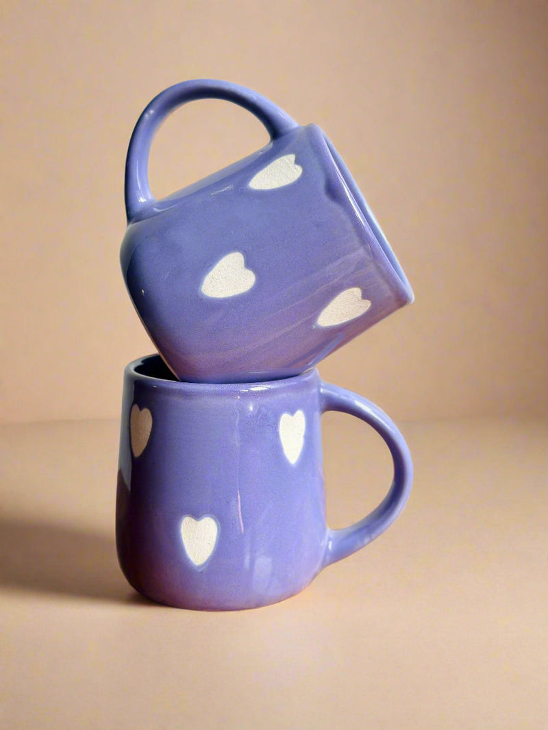 Nurture India Lavendar Heart Ceramic Cup 8-oz