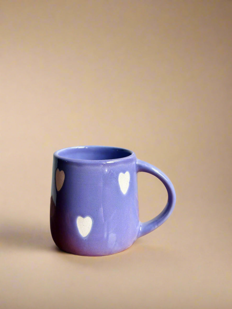 Nurture India Lavendar Heart Ceramic Cup 8-oz