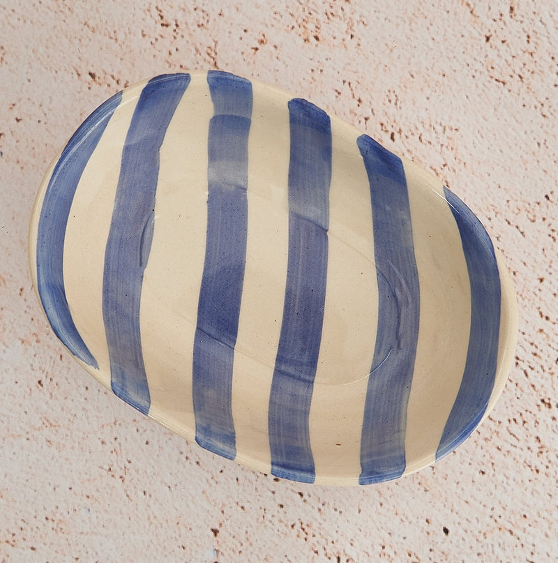Nurture India Lavendar Stripe Ceramic Bowl