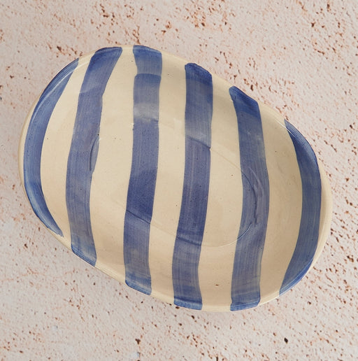Nurture India Lavendar Stripe Ceramic Bowl