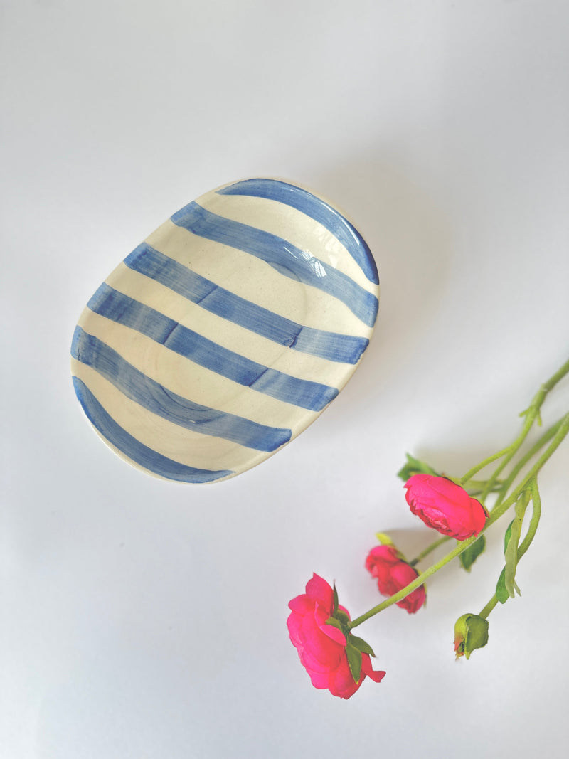 Nurture India Lavendar Stripe Ceramic Bowl