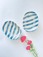 Nurture India Lavendar Stripe Ceramic Bowl