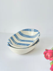 Nurture India Lavendar Stripe Ceramic Bowl