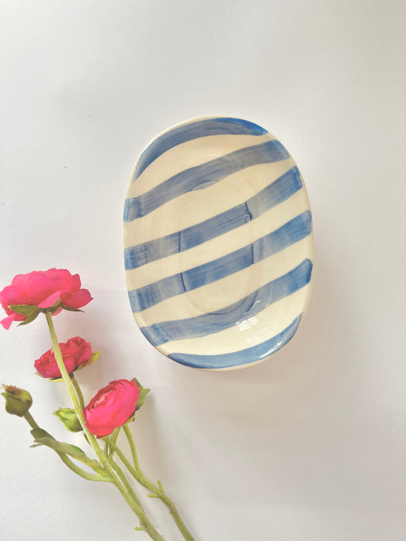 Nurture India Lavendar Stripe Ceramic Bowl