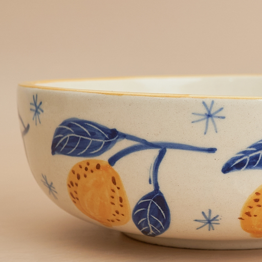 Nurture India Lemon Leafy Ceramic Bowl Large