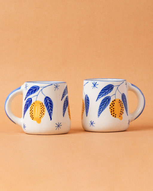 Nurture India Lemon Leafy Ceramic Coffee Mug 10-oz
